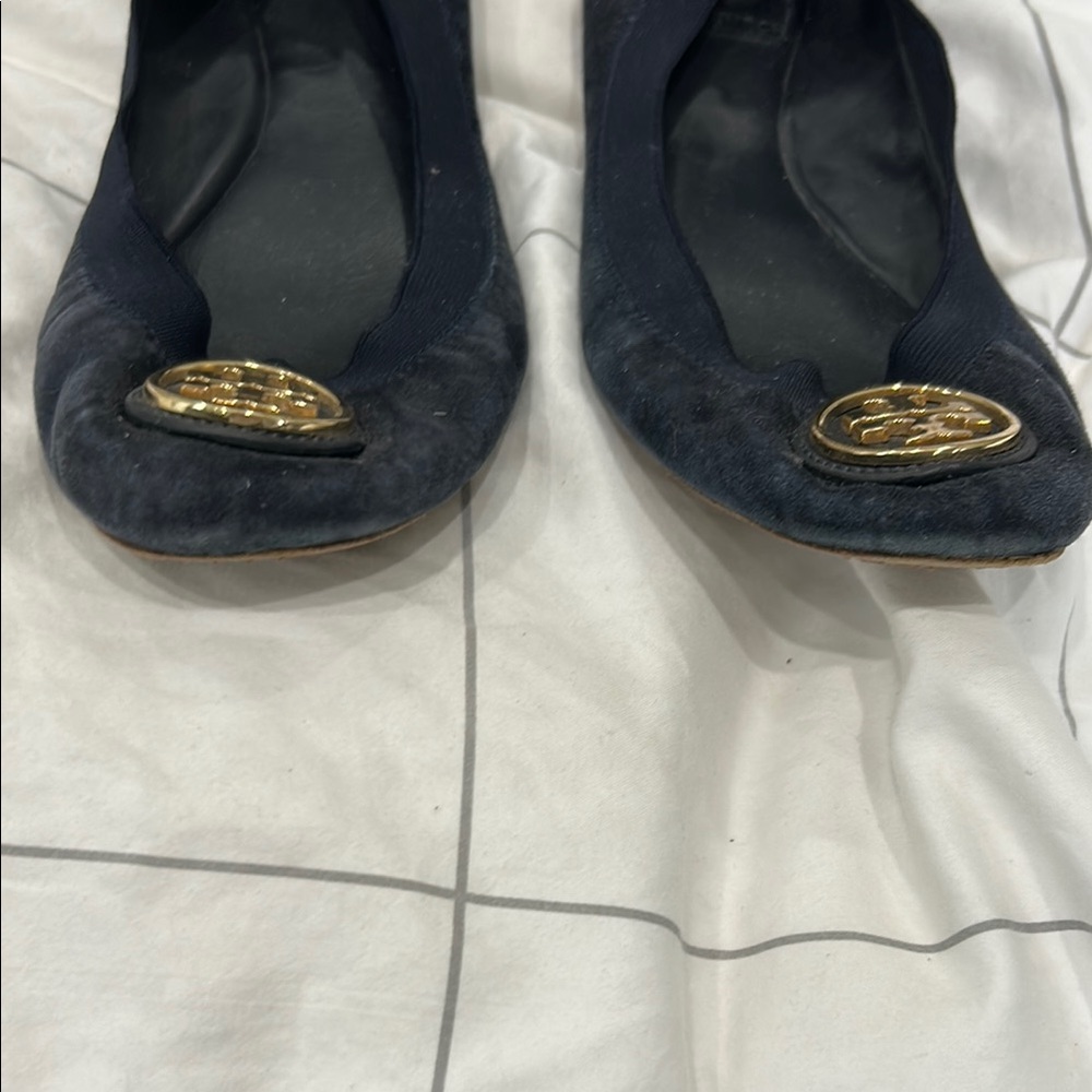 Tory Burch Navy Blue Suede Ballet Flats 8 - Picture 2 of 3